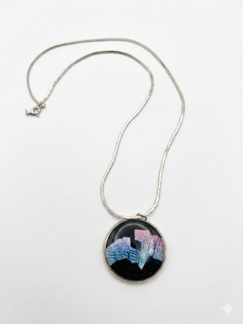Anita Trottier Vintage Enamel Pendant Necklace MCM